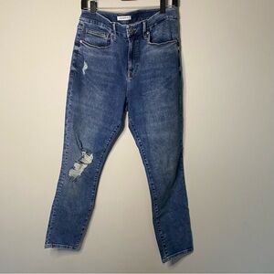 Good American Distressed Blue good Legs Crop Jeans